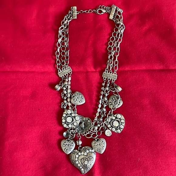 Jewelry. Multiple hearts with bling stones necklace. - Picture 2 of 4